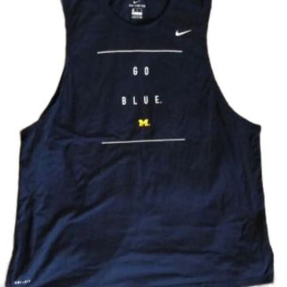 Womens XL Nike GO BLUE Michigan Dri-Fit Tee Shirt Tank Top